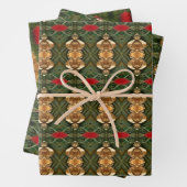 Goud rood en groen inpakpapier vel (In situ)