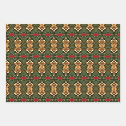 Goud rood en groen inpakpapier vel (Voorkant)