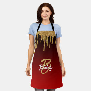 Goud Rood Glitter Drip Monogram Sparkle Cute Girly Schort
