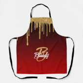 Goud Rood Glitter Drip Monogram Sparkle Cute Girly Schort (Voorkant)
