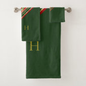 Goud Rood Groen Monogram Kerst Badhanddoek Set Bad Handdoek (Insitu)