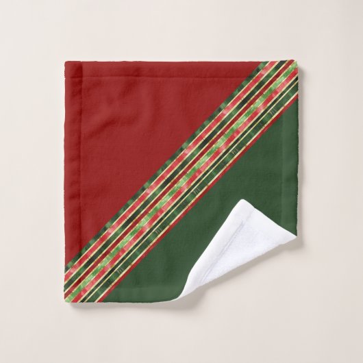 Goud Rood Groen Monogram Kerst Badhanddoek Set Bad Handdoek (Wasdoekje)