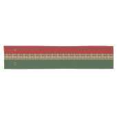 Goud Rood Groen Monogram Kerst Tafel Runner Korte Tafelloper (Horizontaal)