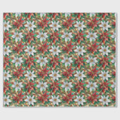 Goud Rood Groen Wit Poinsettia Cadeaupapier (Vlak)