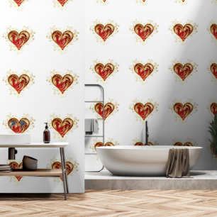Goud Rood Hart Custom Kleur Wit Behang