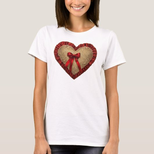 Goud Rood Kant Hart T-shirt (Voorkant)