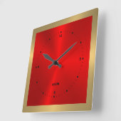Goud & Rood & Metallic Roestvrij Staal Vierkant Vierkante Klok (Hoek)