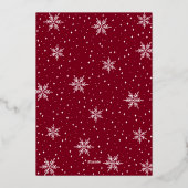 Goud & Rood Modern Kerstmis Vakantie Diner Party Folie Uitnodiging (Achterkant)