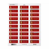 Goud Rood Ornament Kerst retour adres Etiket (Full Sheet)