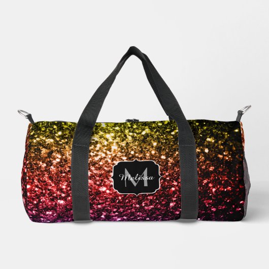 Goud rood paarse faux glitter fonkelt Monogram Plunjezak (Voorkant)