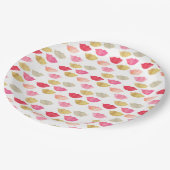 Goud Rood Roze Waterverf Lippen Papieren Bordje (Gekanteld)