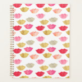 Goud Rood Roze Waterverf Lippen Planner (Voorkant)