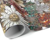 Goud Rood Wit Bloemen Cadeaupapier (Rol Hoek)