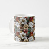Goud Rood Wit Bloemen Koffiemok (Voorkant links)