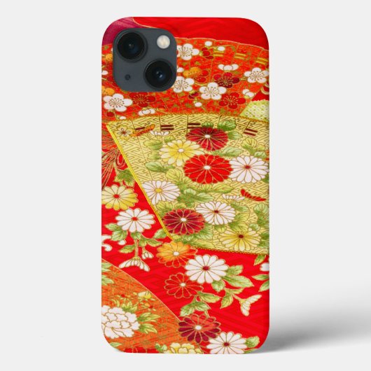 Goud Rood Wit Japans Kimono Bloemen Case-Mate iPhone Case (Achterkant)