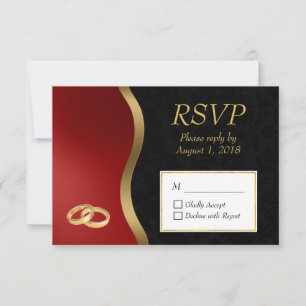 Goud Rood & Zwart RSVP Kaartje