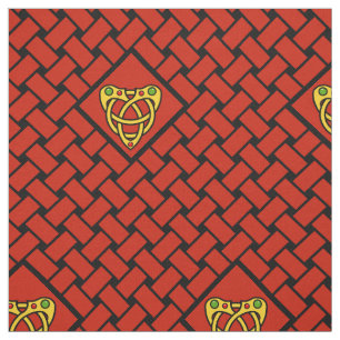 Goud/rood/zwart weefsel, diamant, Keltische harten Stof