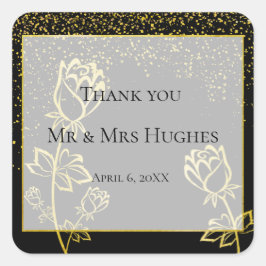 Goud Roos bloem watermerk Vierkante Sticker