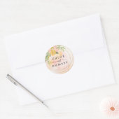 Goud Roos en Blush Roze Waterverf bruiloft gunst Ronde Sticker (Envelop)