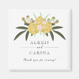 Goud Roos en botanische bladeren Magnet Magneet