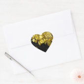 Goud roos en zwarte marmer hart sticker (Envelop)