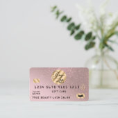Goud Roos Glitter Credit Lashes Cadeaubon Visitekaartje (Staand voorkant)