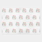 Goud | Roos Gold | Silver Glitter Merry Kerstry Inpakpapier Vel (Voorkant 3)