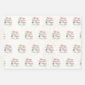 Goud | Roos Gold | Silver Glitter Merry Kerstry Inpakpapier Vel (Voorkant)