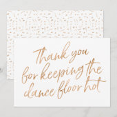 Goud Roos Hand Lettered "Thank you" DJ, Muzikant Bedankkaart (Voorkant / Achterkant)