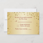 Goud roos op rode, confetti Wedding RSVP (Achterkant)