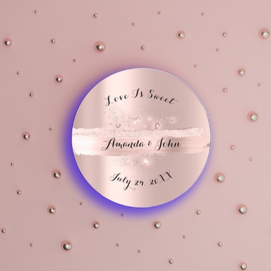 Goud Roos Slagen Opslaan Datum liefde is zoet Ronde Sticker