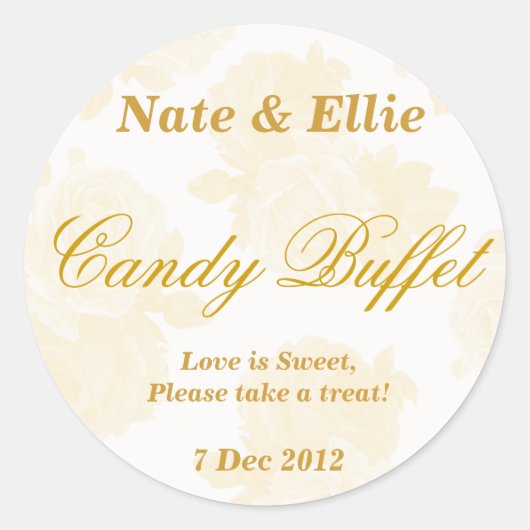Goud Roos Snoep Buffet Sticker (Voorkant)