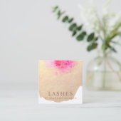 Goud Roze Abstract Waterverf Lash Extensions Vierkante Visitekaartje (Staand voorkant)