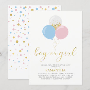 Goud, Roze, Blauw Geslacht Reveal Baby Shower Kaart