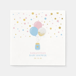 Goud, Roze & Blauwe Geslacht Revele Baby Shower Se Servet