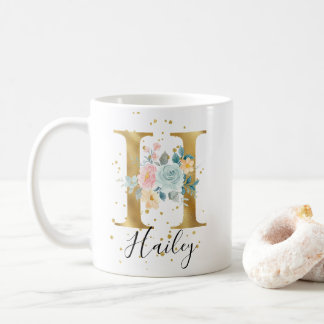 Goud roze blauwe pasta Florence Waterverf Monogram Koffiemok