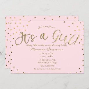 Goud & Roze Blush Modern Het is een meisje Baby sh Kaart