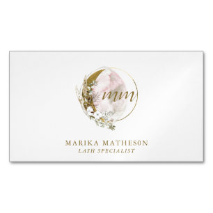 Goud Roze Blush Monogram Waterverf Hemels Magnetisch Visitekaartje