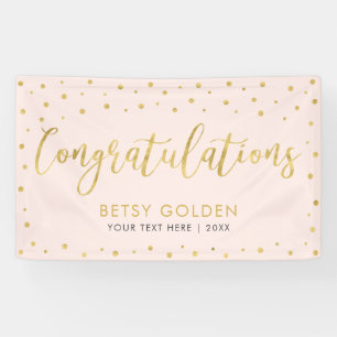 Goud & Roze   Congratulatie Feest, Evenementenbann Spandoek