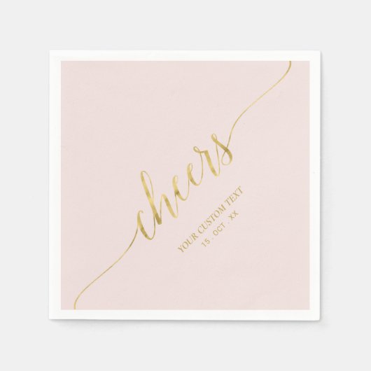 Goud & Roze Elegante Stijlvolle Lettering Proost S Servet (Voorkant)