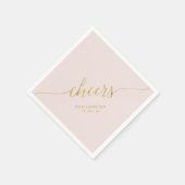 Goud & Roze Elegante Stijlvolle Lettering Proost S Servet (Hoek)