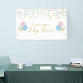 Goud, roze en blauw Baby shower onthullen banner (Beurs)