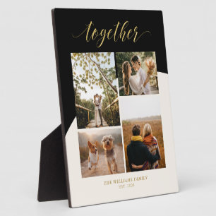 Goud, roze en zwart   Together Family Photo Collag Fotoplaat