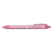 Goud & Roze Glitter Monogram Script Zwarte Inkt Pen (Bovenkant)
