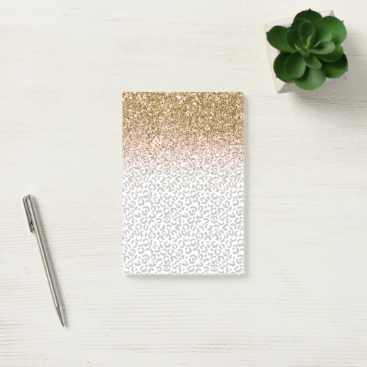 Goud Roze Glitter Zwart Luipaard Print Post-it® Notes (Kantoor)
