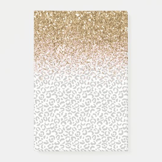 Goud Roze Glitter Zwart Luipaard Print Post-it® Notes (Voorkant)