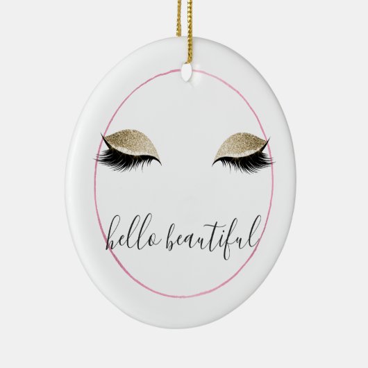 Goud Roze Glitzy Ogen Keramisch Ornament (Rechts)