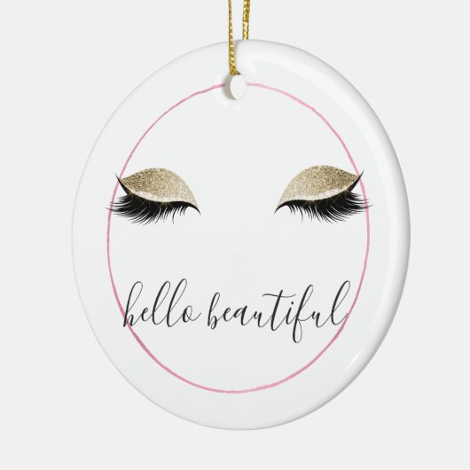 Goud Roze Glitzy Ogen Keramisch Ornament (Links)