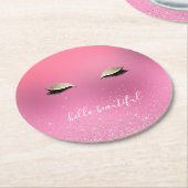 Goud Roze Glitzy Ogen Ronde Kartonnen Onderzetter (Gebogen)