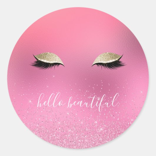 Goud Roze Glitzy Ogen Ronde Sticker (Voorkant)